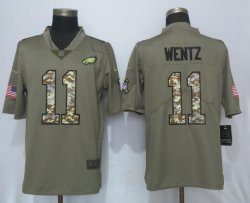 Nike Philadelphia Eagles 11 Wentz Olive Camo Carson 2017 Salute to Service Limited Jersey