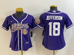 Women Nike Dallas Vikings #18 Justin Jefferson purple NFL football jerseys-BD 01