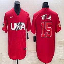 2023 World Cup #15 Bobby Witt Jr. red USA majestic baseball jerseys 08