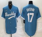 Nike Los Angeles Dodgers #17 Shohei Ohtani skyblue throwback MLB baseball Jersey