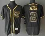 New York Yankees 2# Derek Jeter black Flexbase Authentic Collection Jersey-wl