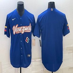 Majestic Venezuela Baseball blank blue 2023 World Baseball Classic Replica Player Jersey 01