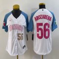 Women 2023 World Cup Mexico #56 Randy Arozarena white skyblue majestic baseball jerseys 19