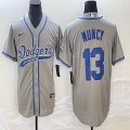 Nike Los Angeles Dodgers #13 Max Muncy gray majestic baseball Jerseys Joint name -BD