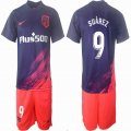 2021-2022 Atletico Madrid club #9 SUAREZ red purple soccer jersey away