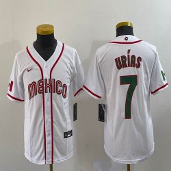 Youth 2023 World Cup Mexico #7 Julio Urias white majestic baseball jerseys 12