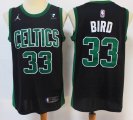 Jordan logo Boston Celtics #33 Larry Bird black nba basketball jersey -S8