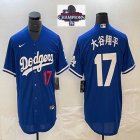 2024 World Series Champions Los Angeles Dodgers #17 Shohei Ohtani Nike blue majestic baseball Jersey 06