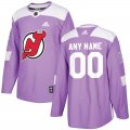 Custom New Jersey Devils NHL Authentic Purple Fights Cancer Practice jersey