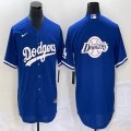 Nike Los Angeles Dodgers blank blue majesitc baseball MLB jersey big logo-BD 02