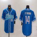 Nike Nike Detroit Lions #14 Amon Ra St Brown blue baseball jerseys Joint name-BD 02