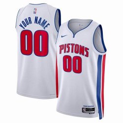 Customized Detroit Pistons white NBA Jerseys