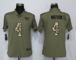 Women Nike Houston Texans 4 Watson Olive Camo Carson 2017 Salute to Service Elite Player