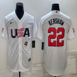 2023 World Cup #22 Clayton Kershaw white USA majestic baseball jerseys 10