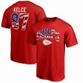 Travis Kelce Kansas City Chiefs NFL Pro Line by Fanatics Branded Banner Wave Name & Number T-Shirt - Red