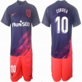 2021-2022 Atletico Madrid club #10 CORREZ red purple soccer jersey away