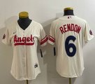 Women Nike Los Angeles Angels #6 Anthony Rendon beige majestic baseball Jersey