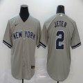 Nike New York Yankees 2# Derek Jeter Gray majestic baseball Jersey-BD