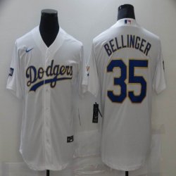 Custom Nike Los Angeles Dodgers 35 Cody Bellinger white game baseball jerseys-BD