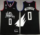 Jordan logo Los Angeles Clippers #0 Russell Westbrook black nba jerseys 6 patch-XD 01