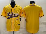 Nike NBA Los Angeles Lakers yellow baseball jerseys Joint name-BD 06