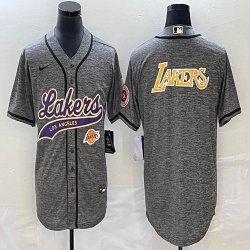 Nike Los Angeless Lakers blank Hemp grey baseball jerseys Joint name-BD 04