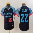 Youth National League #22 Christian Yelich Nike Navy 2024 MLB All-Star Game Limited Player Jersey 01