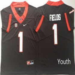 Youth Georgia Bulldogs #1 Justin Fields black College Football Color Rush Limited Jersey