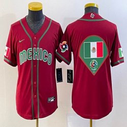 Youth 2023 World Cup Mexico blank red majestic baseball jerseys 04