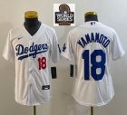 Youth Nike Los Angeles Dodgers #18 Yoshinobu Yamamoto white majestic baseball jerseys