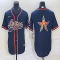 Nike Houston Astros blank blue majestic baseball jerseys big logo Joint name -BD 05