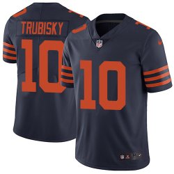 Nike Chicago Bears #10 Mitchell Trubisky dark blue Color Rush Limited Jerseys