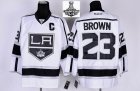 Los Angeles Kings 23 Dustin Brown White 3rd Premier 2014 NHL champion Jersey