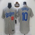 Nike Los Angeles Dodgers #10 Justin Turner gray Flexbase Authentic Collection Jersey-BD