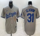 New Los Angeles Dodgers #31 Tyler Glasnow gray majestic baseball jerseys 01