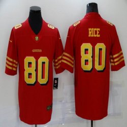 Nike 49ers #80 Jerry Rice red gold nike Color Rush Limited Jerse-BD