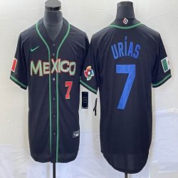 2023 World Cup Mexico #7 Julio Urias black majestic baseball jerseys 135