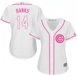 2017 Women Chicago Cubs #14 Ernie Banks white majestic mlb jersey