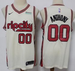 Nike Portland Trail Blazers #00 Carmelo Anthony beige NBA Jersey city version -S8