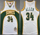 Seattle Supersonics #34 Ray Allen Soul Swingman white green throwback nba Jersey-XD