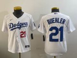 Youth Nike Los Angeles Dodgers #21 Walker Buehler white majestic baseball jersey