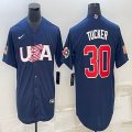 2023 World Cup #30 Kyle Tucker blue USA majestic baseball jerseys 05