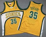 Youth Seattle Supersonic #35 Kevin Durant yellow white throwback NBA Basketball Jersey-XD