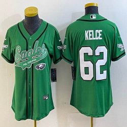 Youth Philadelphia Eagles 62# Jason Kelce green baseball jerseys Joint name-BD 01