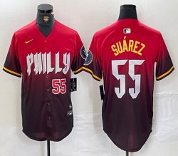 Nike Philadelphia Phillies #55 Ranger Suarez red majestaic baseball jersey city version 03