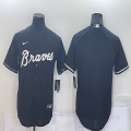 Nike Atlanta Braves blank black majestic baseball jersey inverted version