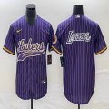 Nike Los Angeless Lakers blank purple baseball jerseys Joint name-BD