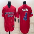 Puerto Rico Baseball #4 Yadier Molina red 2023 World Baseball Classic Replica Player Jersey 03