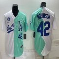 Nike Los Angeles Dodgers #42 Jackie Robinson green white splits majestic baseball Jerseys-BD 01