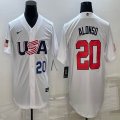 2023 World Cup #20 Pete Alonso white USA majestic baseball jerseys 01